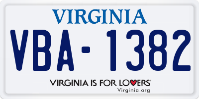 VA license plate VBA1382