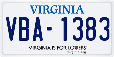 VA license plate VBA1383