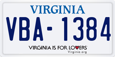 VA license plate VBA1384