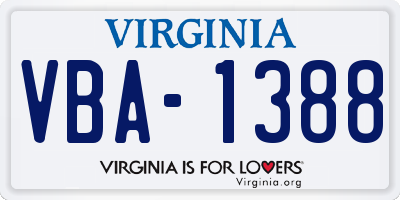 VA license plate VBA1388