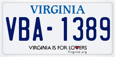 VA license plate VBA1389