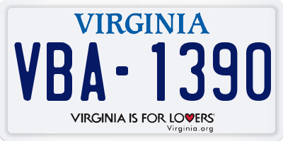 VA license plate VBA1390