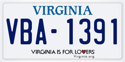 VA license plate VBA1391