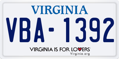 VA license plate VBA1392