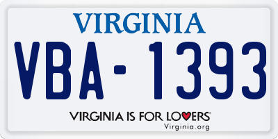 VA license plate VBA1393