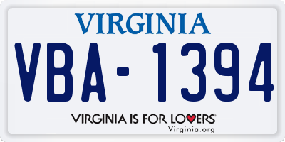 VA license plate VBA1394