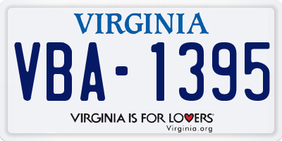 VA license plate VBA1395