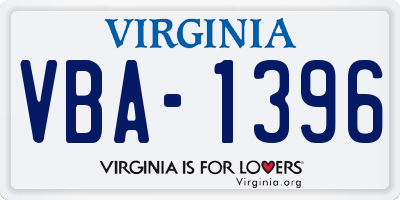 VA license plate VBA1396