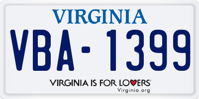 VA license plate VBA1399