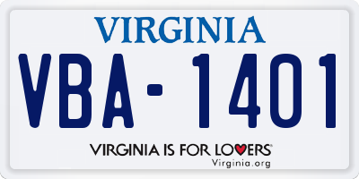 VA license plate VBA1401