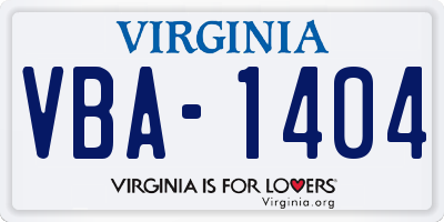 VA license plate VBA1404