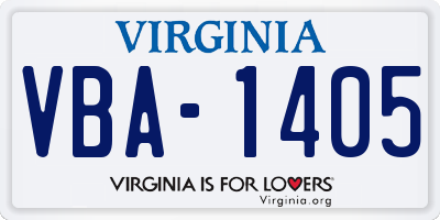 VA license plate VBA1405