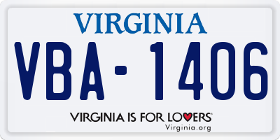 VA license plate VBA1406