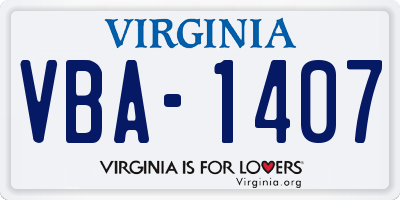 VA license plate VBA1407