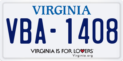 VA license plate VBA1408