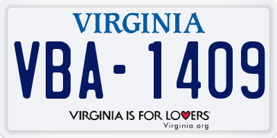 VA license plate VBA1409