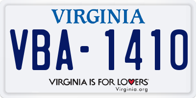 VA license plate VBA1410