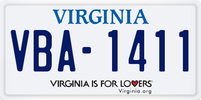 VA license plate VBA1411