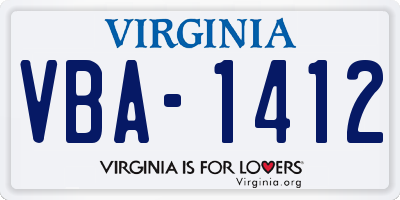 VA license plate VBA1412