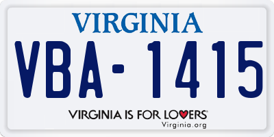 VA license plate VBA1415