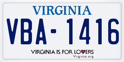 VA license plate VBA1416