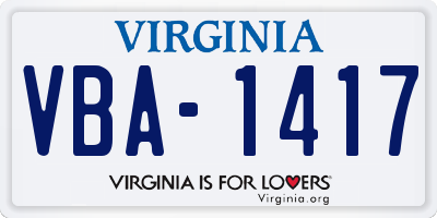 VA license plate VBA1417