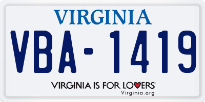 VA license plate VBA1419
