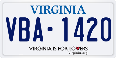 VA license plate VBA1420