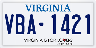 VA license plate VBA1421