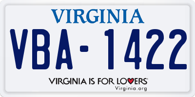 VA license plate VBA1422