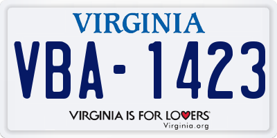 VA license plate VBA1423
