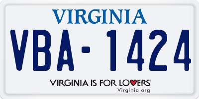 VA license plate VBA1424