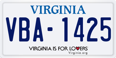 VA license plate VBA1425