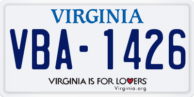 VA license plate VBA1426
