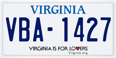 VA license plate VBA1427