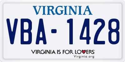 VA license plate VBA1428