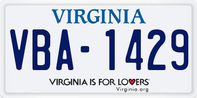 VA license plate VBA1429