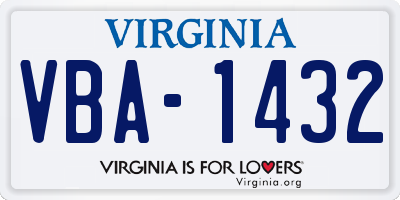 VA license plate VBA1432