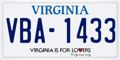 VA license plate VBA1433