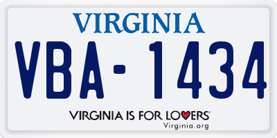 VA license plate VBA1434