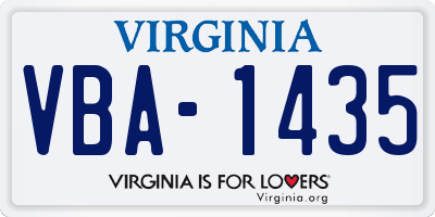 VA license plate VBA1435