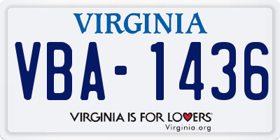 VA license plate VBA1436