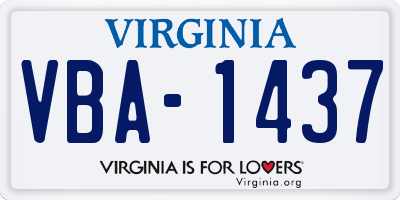 VA license plate VBA1437