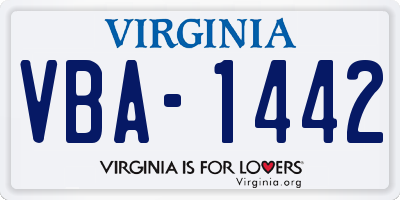 VA license plate VBA1442