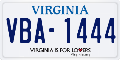 VA license plate VBA1444