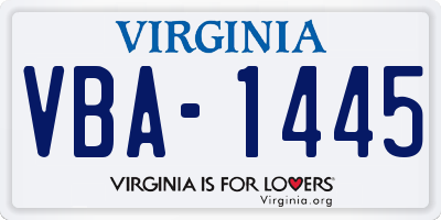 VA license plate VBA1445