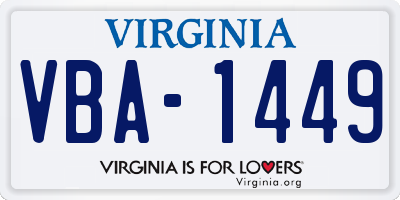 VA license plate VBA1449