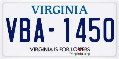 VA license plate VBA1450