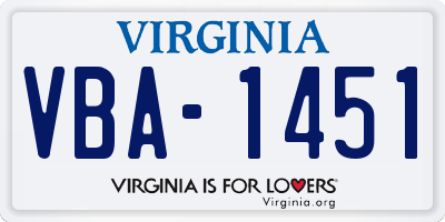 VA license plate VBA1451