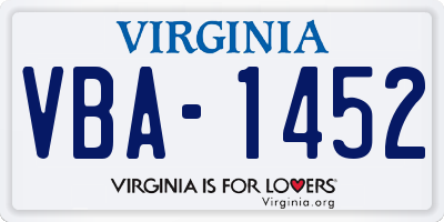 VA license plate VBA1452